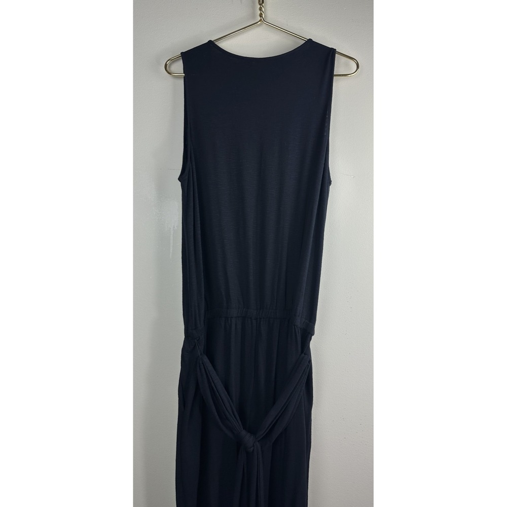 New Soma Soft Slub Terry Jumpsuit Sleeveless Belted Stretch Black Large 34" Long - Picture 9 of 11